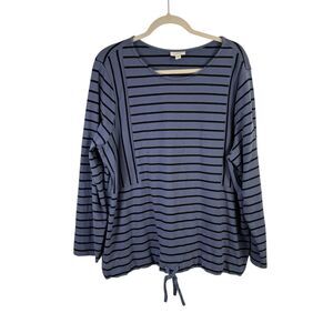J Jill Fit Blue Striped Sweatshirt Capsole Minimalist Travel Womens Plus Size 2x